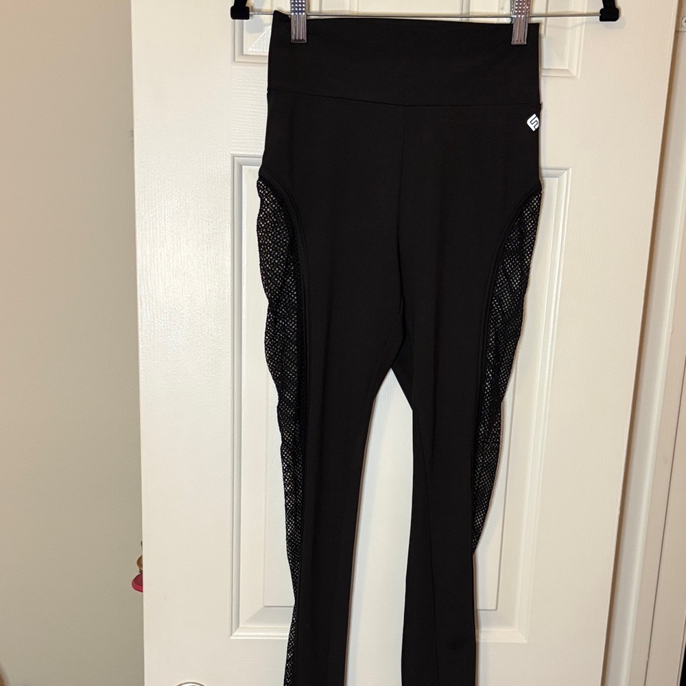 Fashion Nova Black Leggings with Mesh Detail